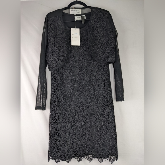 NWT, 3 PC Franccesca  Bellini  Lace Front Dress With Light Jacket. - Picture 2 of 9